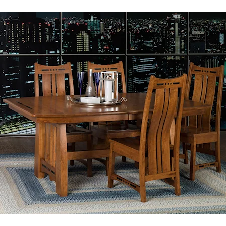 5 Piece Dining Set with Slat Back Chairs